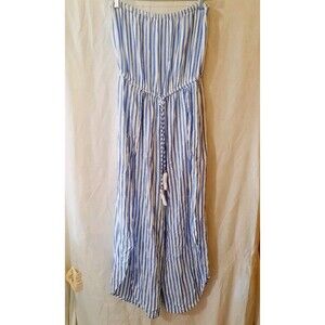 Blue Island Womens Small Strapless Pull On Slit Leg Summer Core Romper Tie Waist